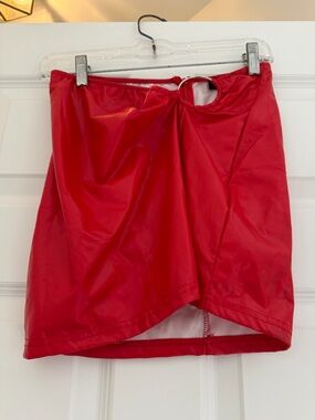 Red Mini Skirt with Overlap Front. Brand new from Paris